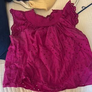 Pink Eyelet Ruffle Top